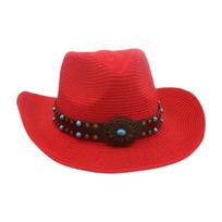 Adjustable Hand-Woven Breathable Western Cowboy Straw Hat Celebrity Style Beach Travel Sun Hat UV Protection for Summer Outdoor one size