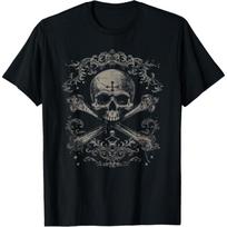 Skull & Crossbones, Pirate Vintage T-Shirt S įvairiaspalvis