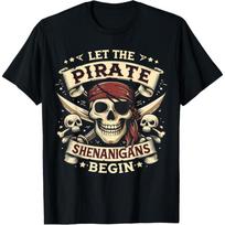 Skull Let The Pirate Shenanigans Begin Halloween T-Shirt S įvairiaspalvis
