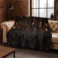 Dacing Music Musical Note Instrument Cartoon Flannel Blanket,Cozy Soft Throw Blanket for Home Bedroom Bed Sofa Cover Gift Kid 75x90cm