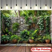 2D Lush Jungle Garden Backdrop Photography Background Banner 47.2x31.5inch/120*80cm