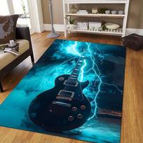 Crystal Velvet Guitar Area Rug, Ideal for Living Room, Bedroom, Game Room & Dorm Decor | Electric Guitar Design 50x80cm