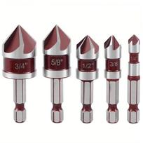 Hex Shank Drill Bit Set Woodworking Multi-Size Countersink Bits Solid Chamfering Tool  Hand Drill 5pcs