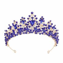 Exquisite Crystal Crown Luxurious Baroque Headpiece Beaded Headpiece Bridal Tiara  Wedding mėlyna