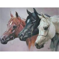 5D DIY Diamond Painting Three horses Cross Stitch Kit Mosaic Diamond Embroidery Rose Full Round/Square Drill Home Decoration Round 20x30cm