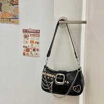 New Ins Shoulder Niche Texture Love Butterfly Chain Underarm Bag Spicy Girl Motorcycle Underarm Diagonal Bag for Women AVE 22.5x6.5x12cm juoda