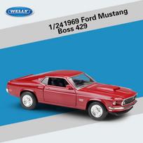 Welly 1:24 Scale 1969 Ford Mustang Boss 429 Alloy Car Model Diecasts Metal Toy Vehicles Car Model High Simulation Collection Childrens Gifts 1;24-size:19.2*7.3*5.5cm raudona