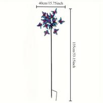 Metal Wind Spinner with Vibrant Blue & Purple Butterfly Garden Decor - Wind-Powered Outdoor Art for Patio, Yard, Terrace - No Batteries Needed