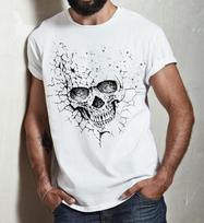 Kaukolės marškinėliai vyrams T-shirt Šaunus Rimo veidas Senovinė kaukolė 3D kaukolės T-shirt S