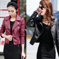 Fashion Women Lady Slim Faux Leather Short Punk Jacket Coat Motorcycle Outwear M juoda