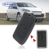 For Renault Megane Clio Captur Koleos Kadjar Talisman Espace 4 Button Leather Car Key Fob Case Cover Shell Holder Replacement