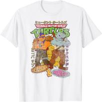 Teenage Mutant Ninja Turtles Bebop & Rocksteady Kanji Retro T-Shirt S balta