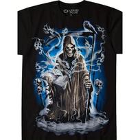 European sizes Grim Reaper Book of Souls T-Shirt - Retro Gothic Graphic Tee with Grim Reaper & Book of Souls Print S juoda