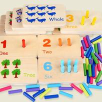 Wooden Matching Stick Game Math 1-10 Number Cognition Color Matching Board Educational Toys Math Color Learning Teaching Aids