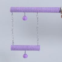 Double Layer Parrot Grinding Perch Colorful Cotton Rope Wear-Resistant Wood Standing Stick Bite Resistant with Bell