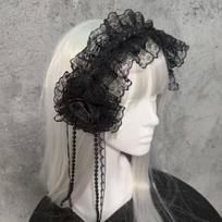 New Rose Flower Gothic Lolita Headband Frilled Elastic Frilled Headdress Pearl Tassel White Lace Headband Dress Up juoda