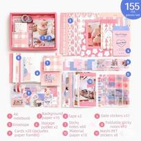 155Pcs/set Literary Vintage Notebook Set Thickened Grid Journal Quick Notebook Set  for Friends rožinė