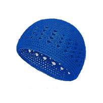 Madingi megzti nėrimo kepurės Beanie Vienspalvės Rankų darbo Kufi kepurės Tampios Žieminės Šiltos Medvilninės Kepurės Kaukolės Musulmonams tamsiai mėlyna spalva