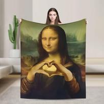 Psychedelic Mona Lisa Throw Blanket Warm Cozy Funny Blankets  For Outdoor Travel Car Flannel Bedspread Bed Cover 75x90cm