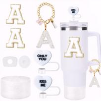 Cup Accessories for Stanley Cup 30oz 40oz Includes Initials Embroidery Sticker Butterfly Pendant Chain Fashion Decoration