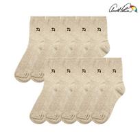 Arnold Palmer Women's Mid-Calf Socks Beige Socks Comfortable Ankle Ribbed Socks 10 Pairs Female Students Made in Korea UR05(Beige 10-pair) F(5+5)