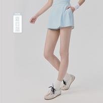 Tennis suit Women's nude Pilates training outer wear Sports fitness suit Anti-light and breathable casual two-piece set S