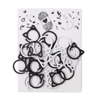 24PCS DIY Craft Marker Tools Metal Knitting Stitch Markers Locking Ring Colorful Crochet Stitching Markers Cat Ear Shaped juoda balta spalva