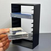 CD/DVD laikmenų laikymo organizatorius 10 skyrelių Juostų laikymo stovas Patvarus juodas plastikas Stovai namų ir biuro tvarkymui