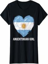 Argentinian Girl Flag Heart Soccer Football Argentina unisex T-Shirt S įvairiaspalvis