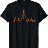 Funny Land Surveyor Gift Cool Surveying Tripod Heartbeat T-Shirt2 S įvairiaspalvis