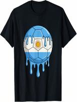 Argentina Flag Soccer Ball Drippy Soccer Ball Argentina Flag T-Shirt S įvairiaspalvis