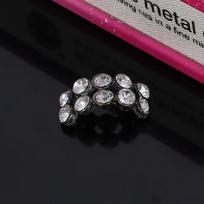 Engood 100Pcs Rectangle Arc Rhinestone Buttons for Wedding Sewing Trim & Embellishments Craft DIY Hair Headband Accessories XL71 sidabras
