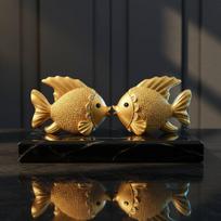 Feng Shui Fish Statue Housewarming Gift Golden Figurine Symbol of Success Chinese Wealth