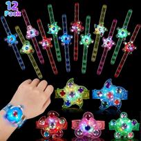 12 Pack LED Light Up Bracelets Party Bag Fillers for Kids Classroom Prizes Glow in The Dark Party Supplies Birthday Easter Egg Hunt Gifts for Kids