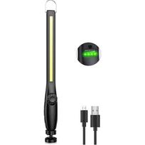 LED Darbo Žibintuvėlis Dirbtuvės Lempa Įkraunamas COB Tikrinimui su Magnetiniu Darbo Žibintu Automobilių Taisymui, Dirbtuvei, Garažui, Stovyklavimui, Avariniam Apšvietimui 37.5*2.5*3.4cm juoda