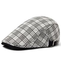 New Summer Thin Beret Fashion Men Vintage Plaid Cotton Linen Visor Flat Caps For Women Berets Boina Casual Female Adjustable 54-59 cm