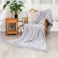 Europos stiliaus megztas sofos užvalkalas ir pledas – universalus keturių sezonų dizainas biurui, lovai ar sofai 45x45cm Cushion (with Insert, 560g) šviesiai pilka spalva