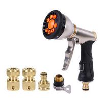 Handheld Hose Nozzle 9 Adjustable Patterns Hose Spray Nozzle Heavy Duty Slip Resistant Water Sprayer for Cleaning Watering Lawn Garden B