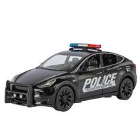 1/24 Metalo liejimo Tesla šarvuoto policijos automobilio modelis Simuliacinis garsas ir šviesa Durys gali atsidaryti Vaikų žaislai Dekoracijos Gimtadienio dovana juoda