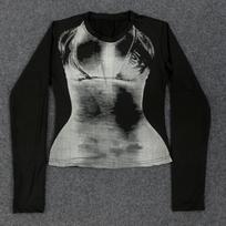 Y2K fashion trend slim fit long sleeved spicy girl round neck top S juoda