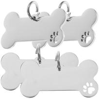 4 Pcs Pet ID Custom Dog Tag Tags Puppy Name Blank Metal Engraved for Pets Supplies Stainless Steel Personalized Collar 4X2CM sidabras
