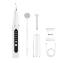 Teeth Plaque Remover with 1/4 Replaceable Heads Tartar Plaque Removal Dental Tool Home Travel Rechargeable Ultrasonic Electric Tooth Cleaner