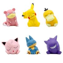 Pokemon 6 vnt./rinkinys Pikachu Psyduck Gengar Jigglypuff Gonbe Slowpoke Petys į petį Miegantis Mielas Modelis Lėlė Veiksmo Figūrėlės Žaislai about 4-5cm