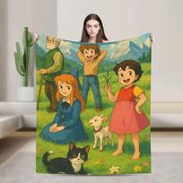 Heidi, Alpių mergaitė Antklodė Šilta spausdinta pliušinė pledinė antklodė svetainei, iškylai flanelinė lovatiesė lovos užvalkalas 75x90cm