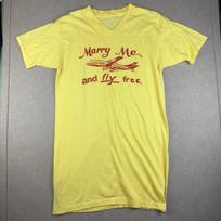Vintage Shirt Men Small Yellow Single Stitch Marry Me Fly Free Airplane Tee USA 3XL