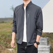 Stand Up Ice Silk Sun Protection Clothing for Men In Summer, Thin Style Sun Protection Clothing, Large Size Quick Drying Thin Style Breathable Jacket L tamsiai pilka spalva