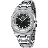 OPK Octagonal Lattice Date Stainless Suitable for Casual and Black Men's Watch, Case, Dial, Display, Waterproof, Luminous, Steel, Fashionable,
