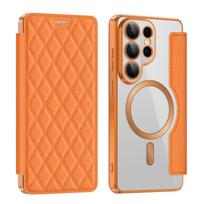 Flip Card Slot Wallet PU Leather for MagSafe Plating Case for Samsung Galaxy S26 Ultra S25 Edge S24 S23FE S22 Plus A57 A37 Cover Galaxy S26 Ultra oranžinė