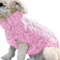 Knitted Pet Sweater for Small Medium Dogs Chihuahua Puppy Winter Clothes Yorkshire Pure Dog Sweater Warm Cozy Doggy Jacket (Light pink,S) šviesiai rausvos spalvos