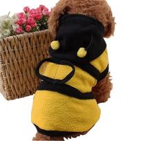 Halloween Bee Pet Puppy Hoodie Costume Fleece Dog Cat Outfit Fancy Cosplay Sweater for Small Medium Dogs (YELLOW,XXS) geltona